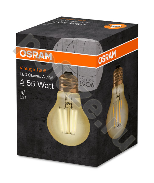 Лампа светодиодная LED грушевидная Osram d60мм E27 7Вт 220-230В 2500К