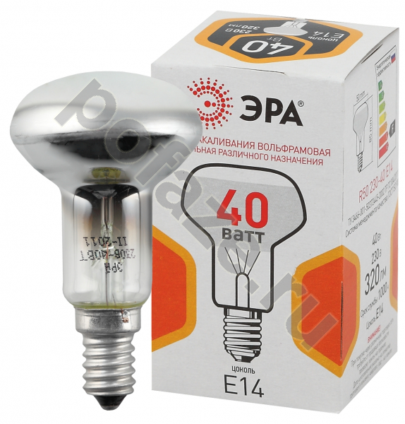 Лампа накаливания с отражателем ЭРА d51мм E14 40Вт 270гр. 230В