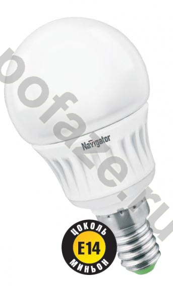 Лампа светодиодная LED шарообразная Navigator d45мм E14 5Вт 270гр. 176-264В 4000К