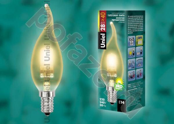 Лампа энергосберегающая свеча на ветру Uniel d35мм E14 28Вт 220-230В