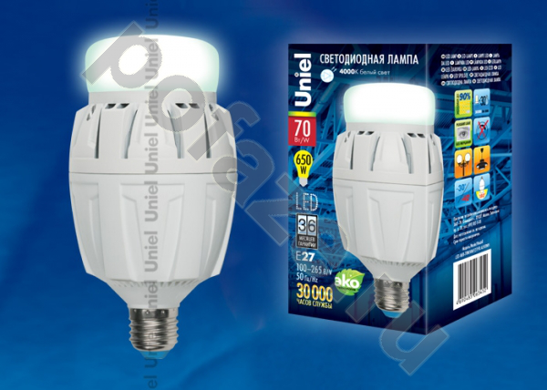 Лампа светодиодная LED каплевидная Uniel d88мм E27 70Вт 180гр. 220-230В