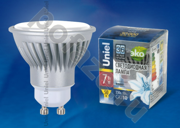 Лампа светодиодная LED с отражателем Uniel d50мм GU10 7Вт 110гр. 220-240В 4500К