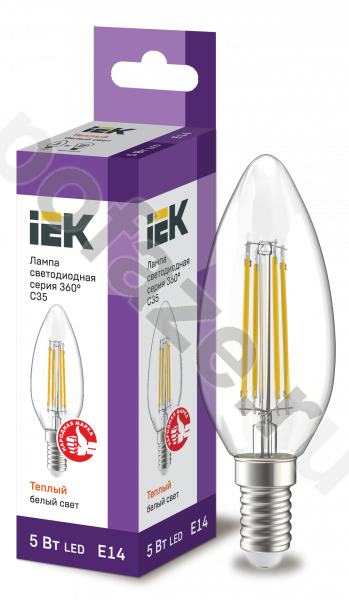 Лампа светодиодная LED свеча IEK d35мм E14 5Вт 220-230В 3000К