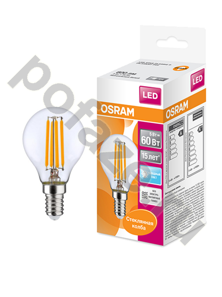 Osram d45мм E14 5Вт 300гр. 220-230В 4000К