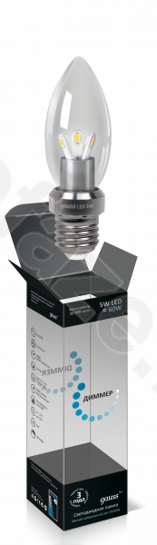 Лампа светодиодная LED свеча Gauss d35мм E27 5Вт 360гр. 220-240В