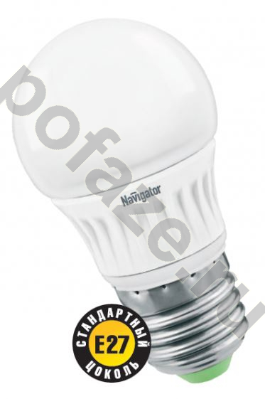 Лампа светодиодная LED шарообразная Navigator d45мм E27 5Вт 270гр. 176-264В 4000К