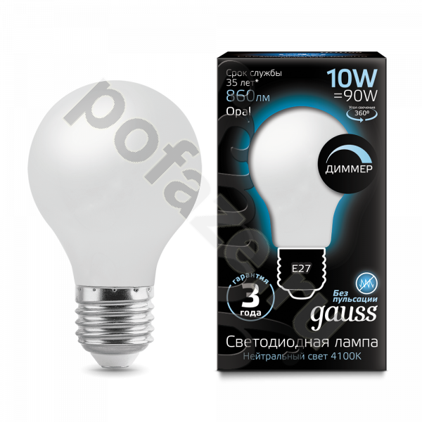 Лампа светодиодная LED шарообразная Gauss d60мм E27 10Вт 360гр. 185-265В 4100К