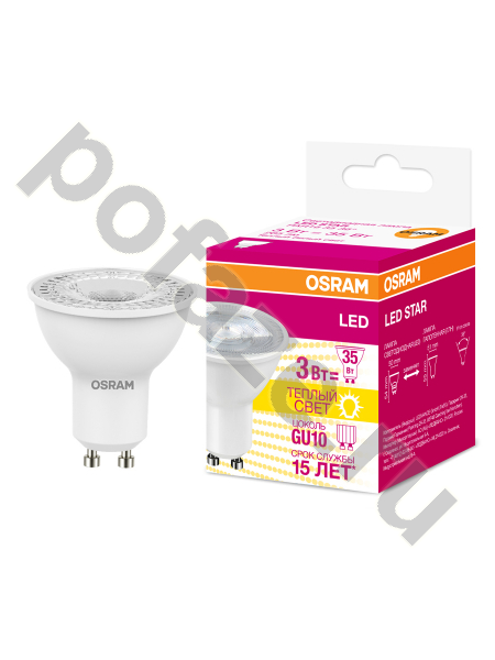 Лампа светодиодная LED с отражателем Osram d50мм GU10 3Вт 36гр. 220-230В 3000К