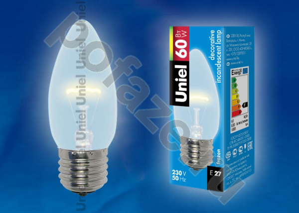 Лампа накаливания свеча Uniel d35мм E27 60Вт 220-230В