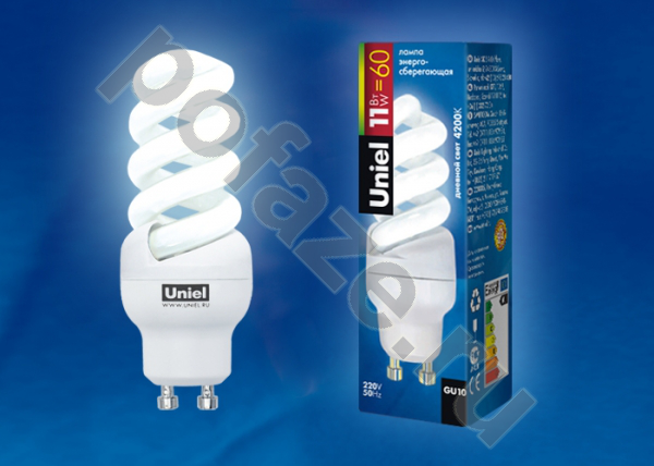 Лампа энергосберегающая спираль Uniel d32мм GU10 11Вт 220-230В