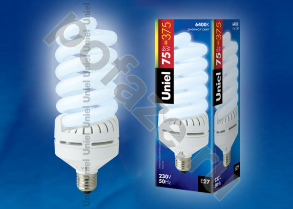 Лампа энергосберегающая спираль Uniel d80мм E27 75Вт 220-230В
