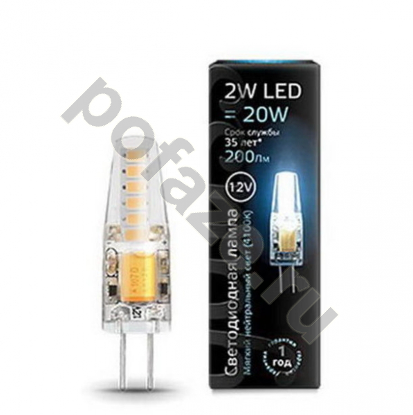Лампа светодиодная LED капсульная Gauss d10мм G4 2Вт 12В 4100К