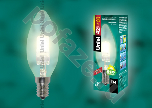 Лампа галогенная свеча Uniel d35мм E14 42Вт 220-230В