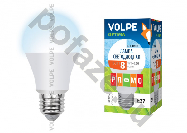 Лампа светодиодная LED грушевидная Volpe d60мм E27 8Вт 160гр. 220-240В