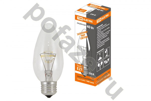 Лампа накаливания свеча TDM ELECTRIC d35мм E27 40Вт 30-220В