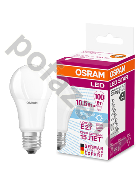 Лампа светодиодная LED грушевидная Osram d60мм E27 10.5Вт 200гр. 220-240В 4000К