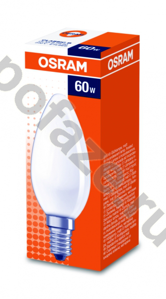 Лампа накаливания свеча Osram d35мм E14 60Вт 230В