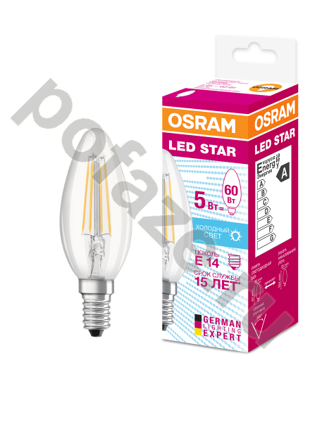 Лампа светодиодная LED свеча Osram d35мм E14 5Вт 300гр. 220-240В 4000К