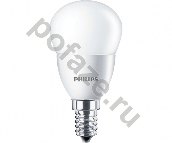 Лампа светодиодная LED шарообразная Philips d45мм E14 6.5Вт 4000К