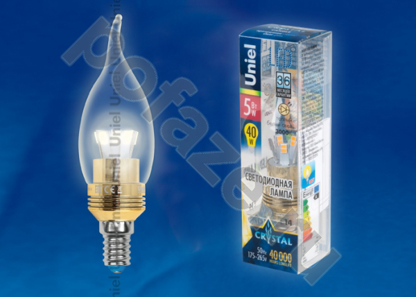 Лампа светодиодная LED свеча на ветру Uniel d37мм E14 5Вт 360гр. 220-230В 3000К