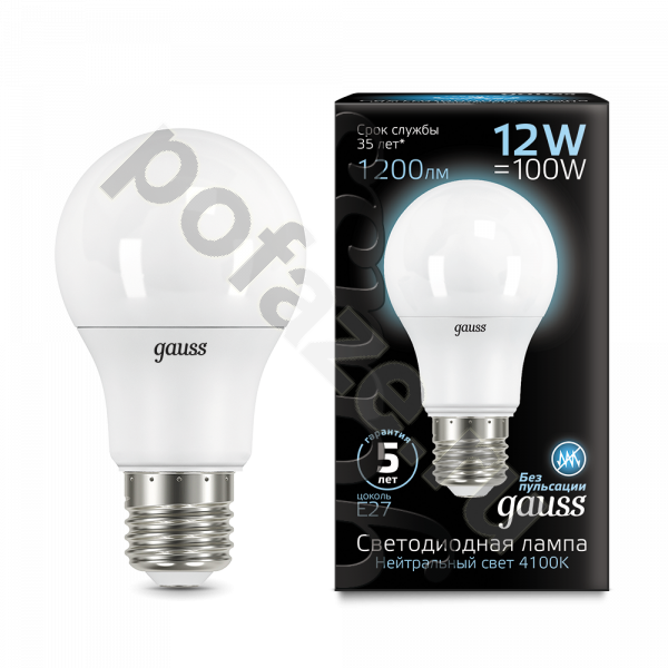 Лампа светодиодная LED грушевидная Gauss d60мм E27 12Вт 240гр. 150-265В