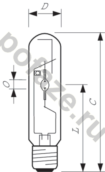 Лампа металлогалогенная трубчатая одноцокольная Philips d46мм E40 97Вт 89-105В 2800К