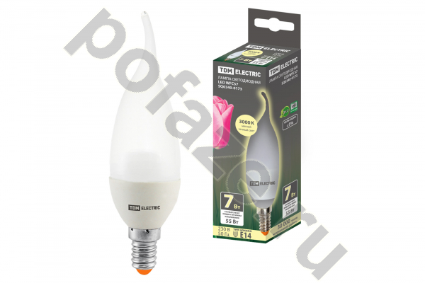 Лампа светодиодная LED свеча на ветру TDM ELECTRIC d37мм E14 7Вт 200гр. 230В 3000К