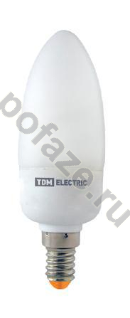 Лампа энергосберегающая свеча на ветру TDM ELECTRIC d38мм E14 9Вт 50-180В 4000К