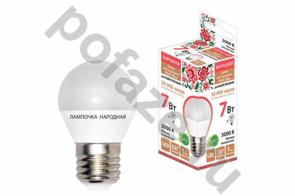 Лампа светодиодная LED шарообразная TDM ELECTRIC d45мм E27 7Вт 270гр. 30-220В 3000К