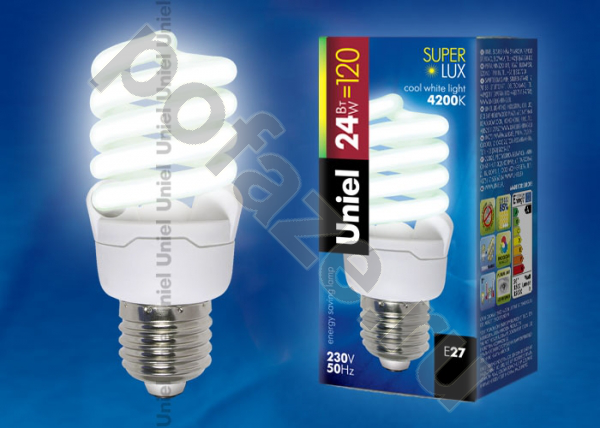 Лампа энергосберегающая спираль Uniel d58мм E27 24Вт 220-230В