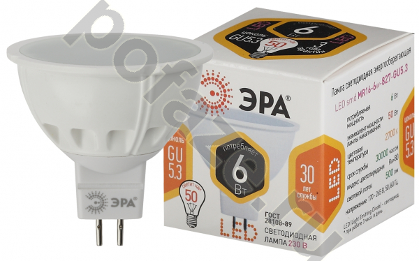 Лампа светодиодная LED с отражателем ЭРА d50мм GU5.3 6Вт 100гр. 170-265В 2700К