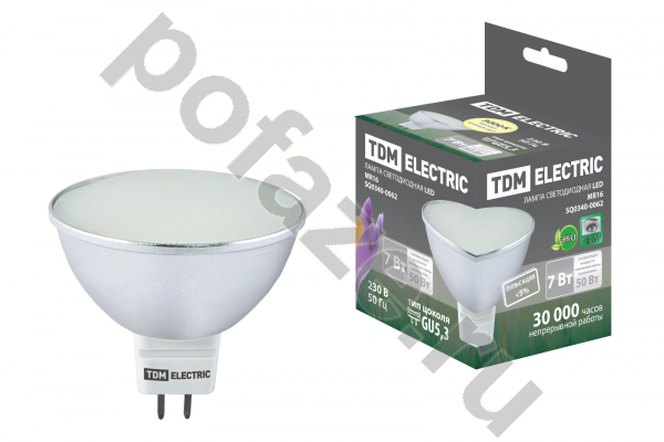 Лампа светодиодная LED с отражателем TDM ELECTRIC d50мм GU5.3 7Вт 120гр. 30-220В 3000К