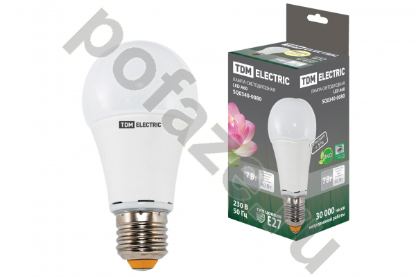 Лампа светодиодная LED грушевидная TDM ELECTRIC d60мм E27 7Вт 270гр. 30-220В 3000К