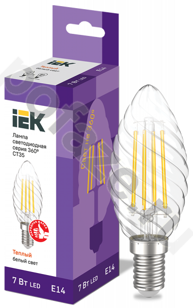 Лампа светодиодная LED свеча витая IEK d35мм E14 7Вт 230В 3000К