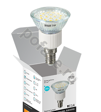 Лампа светодиодная LED с отражателем Gauss d50мм E14 3Вт 120гр. 220-230В