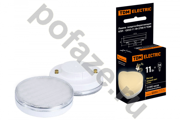 Лампа энергосберегающая таблетка TDM ELECTRIC d70мм GX53 11Вт 50-180В 2700К