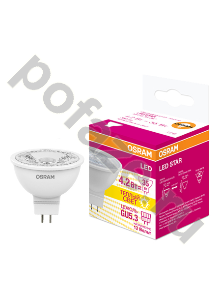 Лампа светодиодная LED с отражателем Osram d50мм GU5.3 3.2Вт 36гр. 12В 3000К