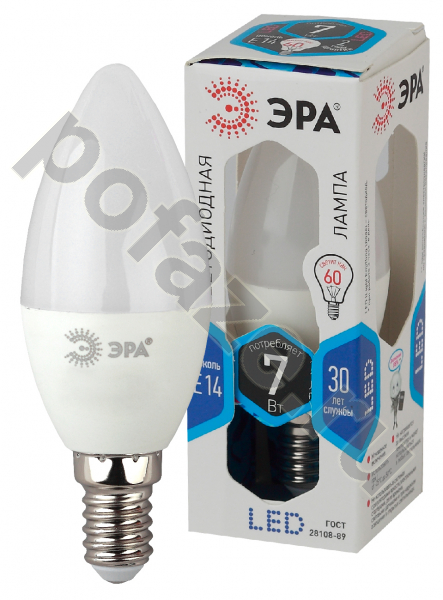 Лампа светодиодная LED свеча ЭРА d35мм E14 7Вт 270гр. 170-265В 4000К