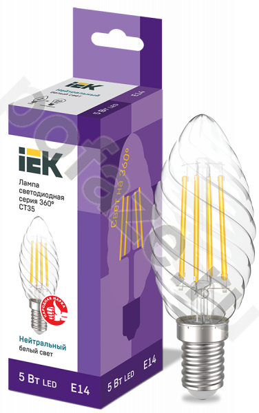 Лампа светодиодная LED свеча витая IEK d35мм E14 5Вт 230В 4000К