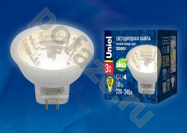 Лампа светодиодная LED Uniel d35мм GU4 20Вт 220-240В 3000К