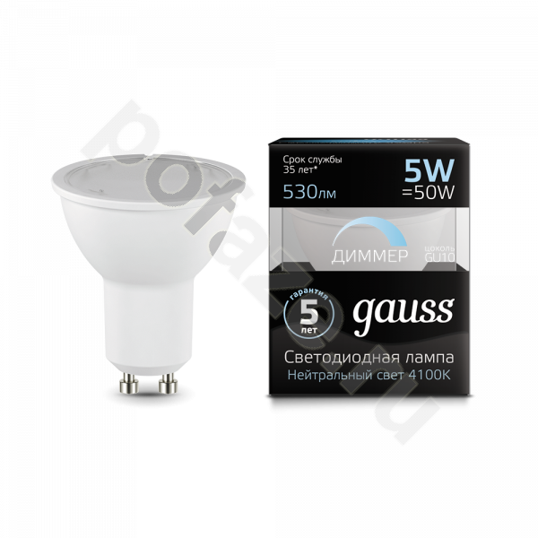 Лампа светодиодная LED с отражателем Gauss d50мм GU10 5Вт 120гр. 150-265В 4100К