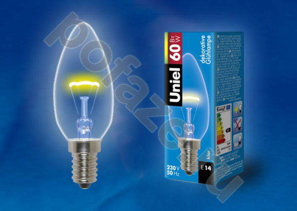 Лампа накаливания свеча Uniel d35мм E14 60Вт 220-230В