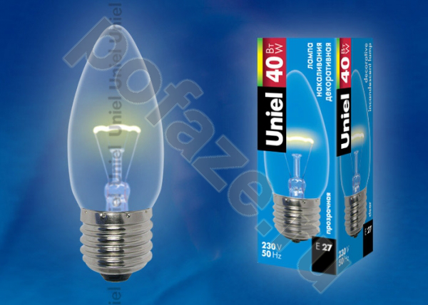 Лампа накаливания свеча Uniel d35мм E27 40Вт 220-230В