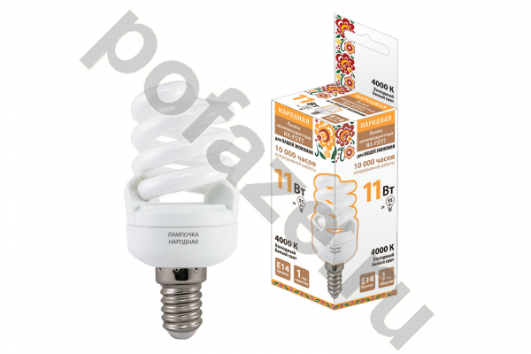Лампа энергосберегающая спираль TDM ELECTRIC d40мм E14 11Вт 50-180В 4000К