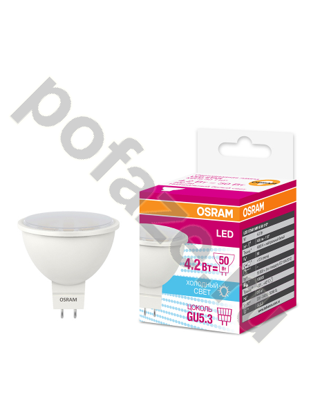 Лампа светодиодная LED с отражателем Osram d50мм GU5.3 4.2Вт 110гр. 220-230В 4000К