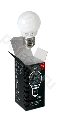 Лампа энергосберегающая шарообразная Gauss d51мм E27 9Вт 220-240В