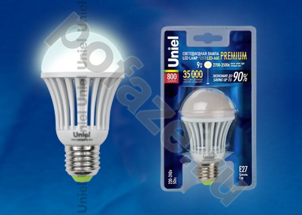 Лампа светодиодная LED грушевидная Uniel d60мм E27 9Вт