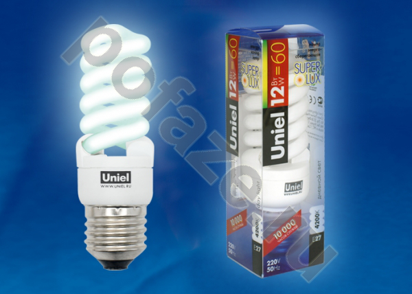 Лампа энергосберегающая спираль Uniel d32мм E27 12Вт 220-240В
