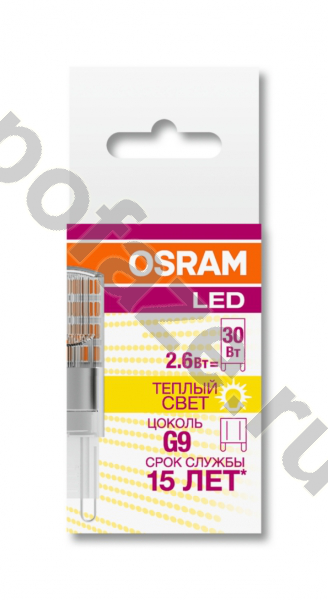 Лампа светодиодная LED капсульная Osram d15мм G9 2.6Вт 220-240В 2700К