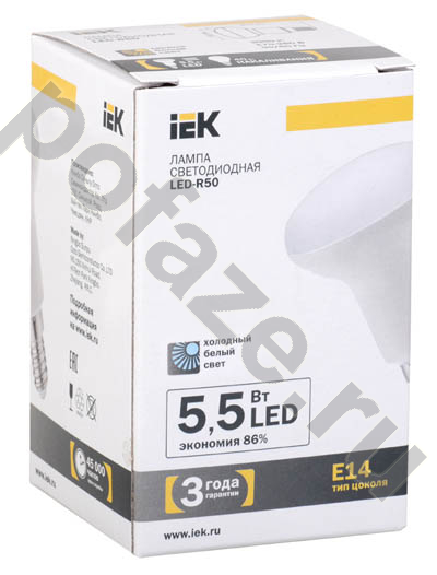 Лампа светодиодная LED с отражателем IEK d50мм E14 5.5Вт 230В 4000К